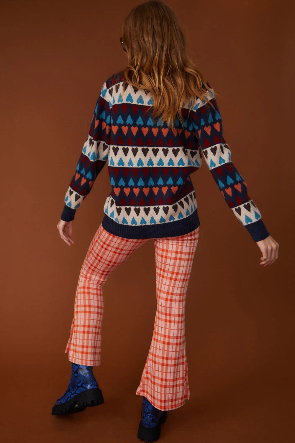 Love Heart Design Blue Cashmere Jumper